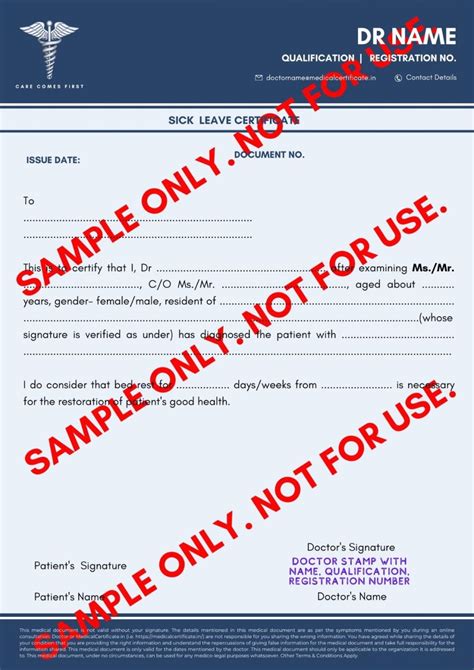 Medical Certificate in ROOM 1 .